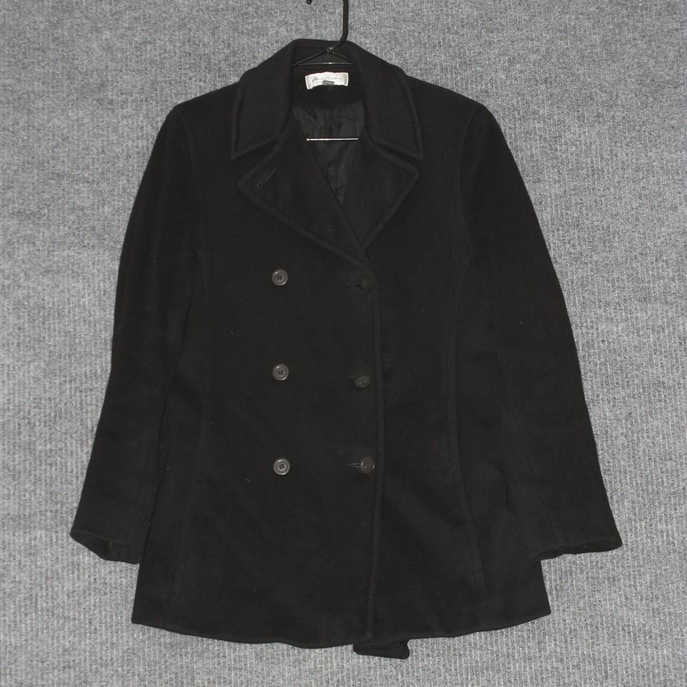 Brooks Brothers Peacoat Womens S Black Double Breasted Winter Fahion Made in USA